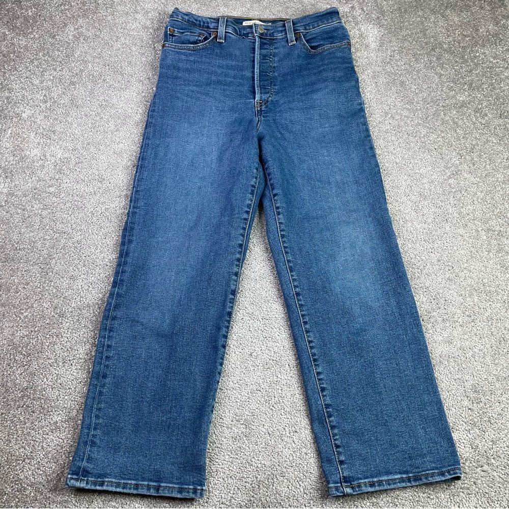 Levi’s Ribcage Jeans Women's 29 Blue Straight Ankle High Rise Button Fly